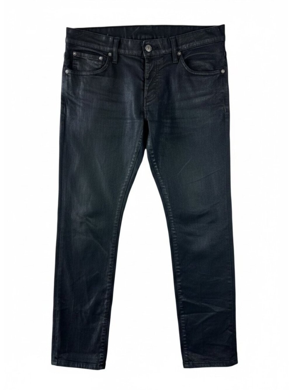 DSQUARED2 Black Coated Skinny Jeans Made in Italy Size 48 Waxed Denim